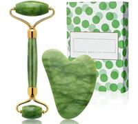 Jade Roller Visage Veritable Gua Sha Rouleau De Jade Pierre Massage Outil Guasha roller Rouleau de Jade Set Facial et Corps Masseur Naturel Authentique