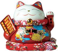 JADE TEMPLE Tirelire Maneki Neko en Porcelaine, Rouge, 1 pièce