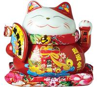 JADE TEMPLE Tirelire Maneki Neko en Porcelaine, Rouge, 1 pièce