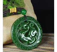 Jade vert antique dragon jade pendentif bijoux chanceux exorcise mauvais esprits amulette jade pendentif jade jade collier (Gem Color : Green)