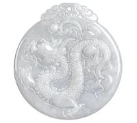 Jadeite Dragon Prosperity Pendant Collier, Jadeite White White Lace Round Dragon Brand Jade Collier, est Un Cadeau Unique Qui incarne Le Bonheur la prospérité