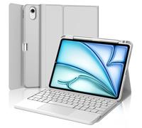JADEMALL Clavier avec Touchpad pour iPad Air 11" M4/M3/M2 2026/2025/2024, AZERTY Français Clavier Bluetooth Détachable avec Pavé Tactile pour iPad Air 11 Pouces M2/M3/M4 2025/2026, Gris Clair