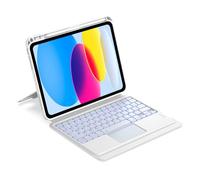 JADEMALL Clavier avec Trackpad pour iPad A16 11 EME Generation 2025/10 EME Generation 10.9" 2022, Combo Touch AZERTY Français Clavier Détachable avec Pavé Tactile pour iPad 11 A16 2025, Blanc