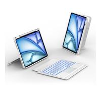 JADEMALL Clavier avec Trackpad pour iPad Air 11" M2/M3 2024/2025, AZERTY Français Clavier Détachable avec Pavé Tactile pour iPad Air 11 Pouces M3/M2 2025/2024, Blanc