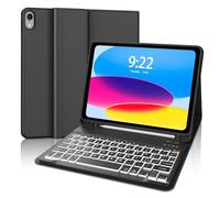 JADEMALL Clavier iPad 11eme Generation A16 2025/10eme Generation 10.9" 2022, AZERTY Français Rétro-éclairé Bluetooth Magnétique Détachable pour iPad A16 11/10 ème Génération, Noir