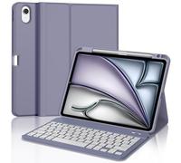 JADEMALL Clavier pour iPad Air 11" M2/M3 2024/2025, Coque Clavier pour iPad Air 11 Pouces M3 2025, AZERTY Français Bluetooth Magnétique Détachable pour Air M2/M3 2024/2025, Violet