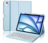 JADEMALL Clavier pour iPad Air 11" M2/M3/M4 2024/2025/2026, AZERTY Français Clavier Bluetooth Magnétique Détachable avec Fente pour Stylo pour iPad Air 11 Pouces M2/M3/M4, Bleu Ciel