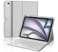 JADEMALL Clavier pour iPad Air 11 M4/M3/M2 2026/2025/2024, Coque Clavier pour iPad Air 11 Pouces M2/M3/M4 2024/2025/2026, AZERTY Français Bluetooth Magnétique Détachable, Gris Clair