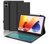 JADEMALL Clavier pour Redmi Pad 2 Pro 12.1" 2025, AZERTY Français Clavier Rétro-éclairé Bluetooth Magnétique Détachable pour Xiaomi Redmi Pad 2 Pro 12.1 Pouces 2025, Noir
