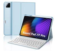 JADEMALL Clavier pour Xiaomi Pad 7 11.2" 2025, Coque pour Xiaomi Pad 7/7 Pro 2025 avec AZERTY Français Clavier Bluetooth avec Fente pour Stylo pour Tablette Xiaomi Pad 7/7 Pro 11.2", Bleu Ciel