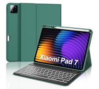 JADEMALL Clavier pour Xiaomi Pad 7/7 Pro 11.2 Pouces 2025, AZERTY Français Clavier Rétroéclairé Bluetooth Magnétique Détachable avec Fente pour Stylo pour Xiaomi Pad 7/7 Pro 11.2" 2025, Vert foncé