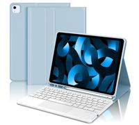 JADEMALL Coque Clavier avec Touchpad pour iPad Air 5/4 Generazione 2022/2020 10.9", Détachable Clavier avec Smart Trackpad e Porte-Crayon, AZERTY Français Clavier, Bleu Ciel