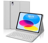JADEMALL Coque Clavier pour iPad 11 EME Generation A16 2025 11 Pouces/10 EME Generation 10.9" 2022, AZERTY Français Clavier Bluetooth Détachable pour iPad A16 11/10 ème Génération, Gris Clair