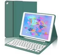 JADEMALL Coque Clavier pour iPad 6eme/5eme Generation 2018/2017 9.7", iPad Air 2/1 2014/2013, AZERTY Clavier Bluetooth Magnétique Détachable avec Fente pour Stylo, Vert Foncé
