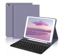 JADEMALL Coque Clavier pour iPad 6ème/5ème Géneration 2018/2017 9.7", iPad Pro 9.7, Air 2/1 2014/2013, AZERTY Français Clavier Bluetooth Amovible Détachable avec Fente pour Stylo, Violet