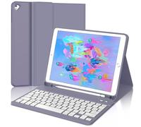 JADEMALL Coque Clavier pour iPad 9.7" 6eme/5eme Generation 2018/2017, iPad Air 2/1 2014/2013, AZERTY Clavier Bluetooth Magnétique Détachable avec Fente pour Stylo, Violet