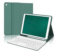 JADEMALL Coque Clavier pour iPad 9.7" 6eme/5eme Generation 2018/2017, iPad Air 2/1-2014/2013, AZERTY Français Clavier Bluetooth Détachable Housse avec Pen Holder, Vert foncé
