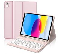 JADEMALL Coque Clavier pour iPad A16 11 EME Generation 2025/10 EME Generation 10.9" 2022, AZERTY Français Clavier Bluetooth Magnétique pour iPad A16 11ème/10ème Génération 2025, Rose