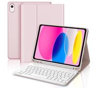 JADEMALL Coque Clavier pour iPad A16 11 EME Generation 2025/10 EME Generation 10.9" 2022, AZERTY Français Clavier Bluetooth Détachable pour iPad A16 11/10 ème Génération, Rose