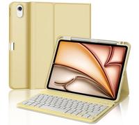 JADEMALL Coque Clavier pour iPad Air 11" M2/M3 2024/2025, AZERTY Français Clavier Bluetooth Magnétique Détachable pour iPad Air 11 Pouces M2/M3 2024/2025, Jaune