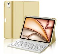 JADEMALL Coque Clavier pour iPad Air 11 M2/M3/M4 2024/2025/2026, AZERTY Français Clavier Bluetooth Magnétique Détachable pour iPad Air 11 Pouces M2/M3/M4 2024/2025/2026, Jaune