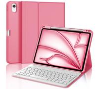 JADEMALL Coque Clavier pour iPad Air 11 (M3/M2) 2025, AZERTY Français Clavier Bluetooth Magnétique Détachable pour iPad Air 11 Pouces M2/M3 2024/2025, Rouge