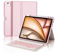 JADEMALL Coque Clavier pour iPad Air 13 M2/M3 2024//2025, AZERTY Français Clavier Rétroéclairé Magnétique Détachable Bluetooth pour iPad Air 13 Pouces M3/M2 2025/2024, Rosa