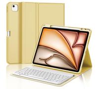 JADEMALL Coque Clavier pour iPad Air 13" M2/M3 2024/2025, AZERTY Français Magnétique Détachable Bluetooth pour iPad Air 13 Pouces (M3/M2) 2025/2024, Jaune