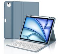 JADEMALL Coque Clavier pour iPad Air 13" M2/M3/M4 2024/2025/2026, AZERTY Français Magnétique Détachable Bluetooth pour iPad Air 13 Pouces (M4/M3/M2) 2026/2025/2024, Bleu