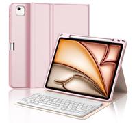 JADEMALL Coque Clavier pour iPad Air 13 Pouces (M4/M3/M2) 2024/2025/2026, AZERTY Français Clavier Magnétique Détachable Bluetooth pour iPad Air 13" (M4/M3/M2) 2026/2025/2024, Rose