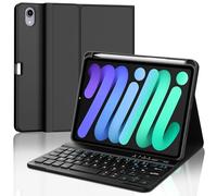 JADEMALL Coque Clavier pour iPad Mini 7 A17 Pro 2024/Mini 6 2021 8.3", AZERTY Clavier Bluetooth Détachable pour iPad Mini 7 A17 Pro 8.3", Noir
