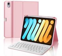 JADEMALL Coque Clavier pour iPad Mini 7 A17 Pro 2024/Mini 6 8.3", AZERTY Clavier Bluetooth Détachable pour iPad Mini 7 A17 Pro 2024/Mini 6 2021, Noir