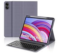 JADEMALL Coque Clavier pour Redmi Pad Pro 12.1" 2024, AZERTY Français Clavier Bluetooth Magnétique Détachable pour Tablette Xiaomi Redmi Pad Pro 12.1 Pouces, Violet