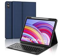 JADEMALL Coque Clavier pour Redmi Pad Pro 12.1 Pouces 2024, AZERTY Français Clavier Bluetooth Magnétique Détachable avec Fente pour Stylo pour Redmi Pad Pro 12.1", Bleu