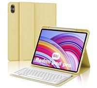 JADEMALL Coque Clavier pour Redmi Pad Pro 12.1 Pouces 2024, AZERTY Français Clavier Bluetooth Magnétique Détachable avec Fente pour Stylo pour Tablette Xiaomi Redmi Pad Pro 12.1", Jaune