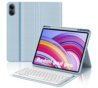 JADEMALL Coque Clavier pour Redmi Pad Pro 12.1 Pouces 2024, AZERTY Français Clavier Bluetooth Magnétique Détachable avec Fente pour Stylo pour Tablette Xiaomi Redmi Pad Pro 12.1", Bleu Ciel