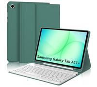 JADEMALL Coque Clavier pour Samsung Galaxy Tab A11 Plus 11" 2025, AZERTY Français Clavier Bluetooth Magnétique Détachable pour Tablette Samsung A11+/A11 Plus 11 Pouces 2025, Vert foncé