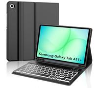JADEMALL Coque Clavier pour Samsung Galaxy Tab A11 Plus 11" 2025, AZERTY Français Clavier Rétro-éclairé Bluetooth Magnétique Détachable pour Tablette Samsung A11+ 11 Pouces 2025, Noir