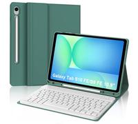 JADEMALL Coque Clavier pour Samsung Galaxy Tab S10 FE 10.9"/S9 FE 10.9" 2025/2023, AZERTY Français Clavier Bluetooth Magnétique Détachable pour Tablette Samsung S10 FE/S9 FE 10.9", Vert foncé