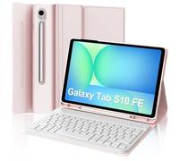 JADEMALL Coque Clavier pour Samsung Galaxy Tab S10 FE 10.9"/S9 FE 10.9" 2025/2023, AZERTY Français Clavier Bluetooth Magnétique Détachable pour Tablette Samsung S10 FE/S9 FE 10.9", Rose