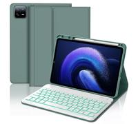 JADEMALL Coque Clavier pour Xiaomi Pad 6/6 Pro 11 Pouces 2023, AZERTY Clavier Bluetooth Rétro-éclairé Amovible Magnétique pour Tablette Xiaomi Pad 6/6 Pro, Vert foncé
