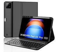 JADEMALL Coque Clavier pour Xiaomi Pad 6s Pro 12.4" 2024, AZERTY Français Clavier Bluetooth Magnétique Détachable avec Fente pour Stylo pour Tablette Xiaomi Pad 6s Pro 12.4, Noir