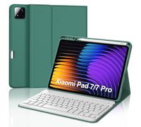 JADEMALL Coque Clavier pour Xiaomi Pad 7/7 Pro 11.2" 2025, AZERTY Français Clavier Bluetooth avec Fente pour Stylo pour Tablette Xiaomi Pad 8/8 Pro 11.2", Vert foncé