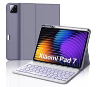 JADEMALL Coque Clavier pour Xiaomi Pad 7/7 Pro 2025 11.2", AZERTY Français Clavier Rétroéclairé Bluetooth Magnétique Détachable avec Fente pour Stylo pour Tablette Xiaomi Pad 7/7 Pro, Violet