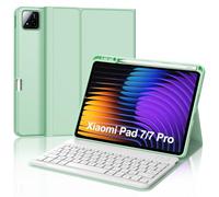 JADEMALL Coque Clavier pour Xiaomi Pad 7/7 Pro/Xiaomi Pad 8/8 Pro 11.2" 2025, AZERTY Français Clavier Bluetooth Magnétique Détachable avec Fente pour Stylo, Vert Clair