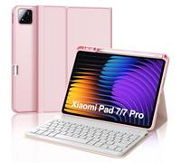 JADEMALL Coque Clavier pour Xiaomi Pad 7/7 Pro/Xiaomi Pad 8/8 Pro 11.2" 2025, AZERTY Français Clavier Bluetooth Magnétique avec Fente pour Stylo pour Tablette Xiaomi Pad 7/8, Rose