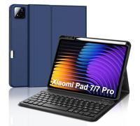 JADEMALL Coque Clavier Xiaomi Pad 7/7 Pro 11.2" 2025, AZERTY Français Clavier Bluetooth Magnétique Détachable avec Fente pour Stylo pour Tablette Xiaomi Pad 7/7 Pro 11.2 Pouces 2025, Bleu