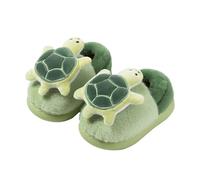 JadeRich Chaussons d'hiver en forme de tortue pour tout-petits - Chaussons en peluche douce pour garçons et filles, Vert, 24 EU