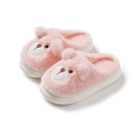 JadeRich Chaussons en peluche douce pour garçons et filles - Motif chien mignon - Chaussures d'intérieur à enfiler pour grands enfants, rose, 33 EU