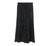 JadeRich Pantalon palazzo élégant plissé longueur mollet jambe large taille élastique en mousseline de soie lâche, motif pois, L